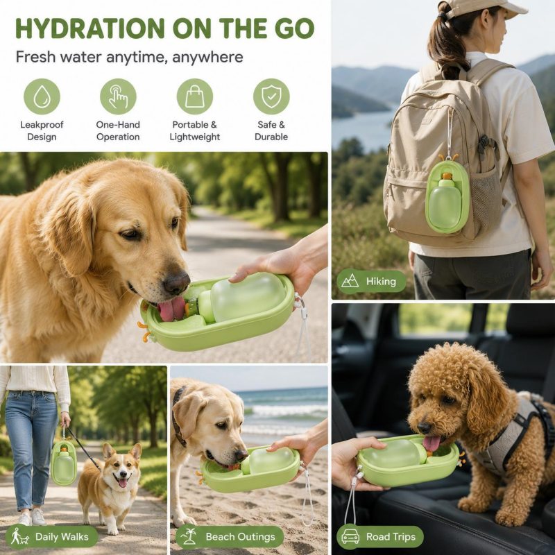Leak-proof travel water bottle for dogs