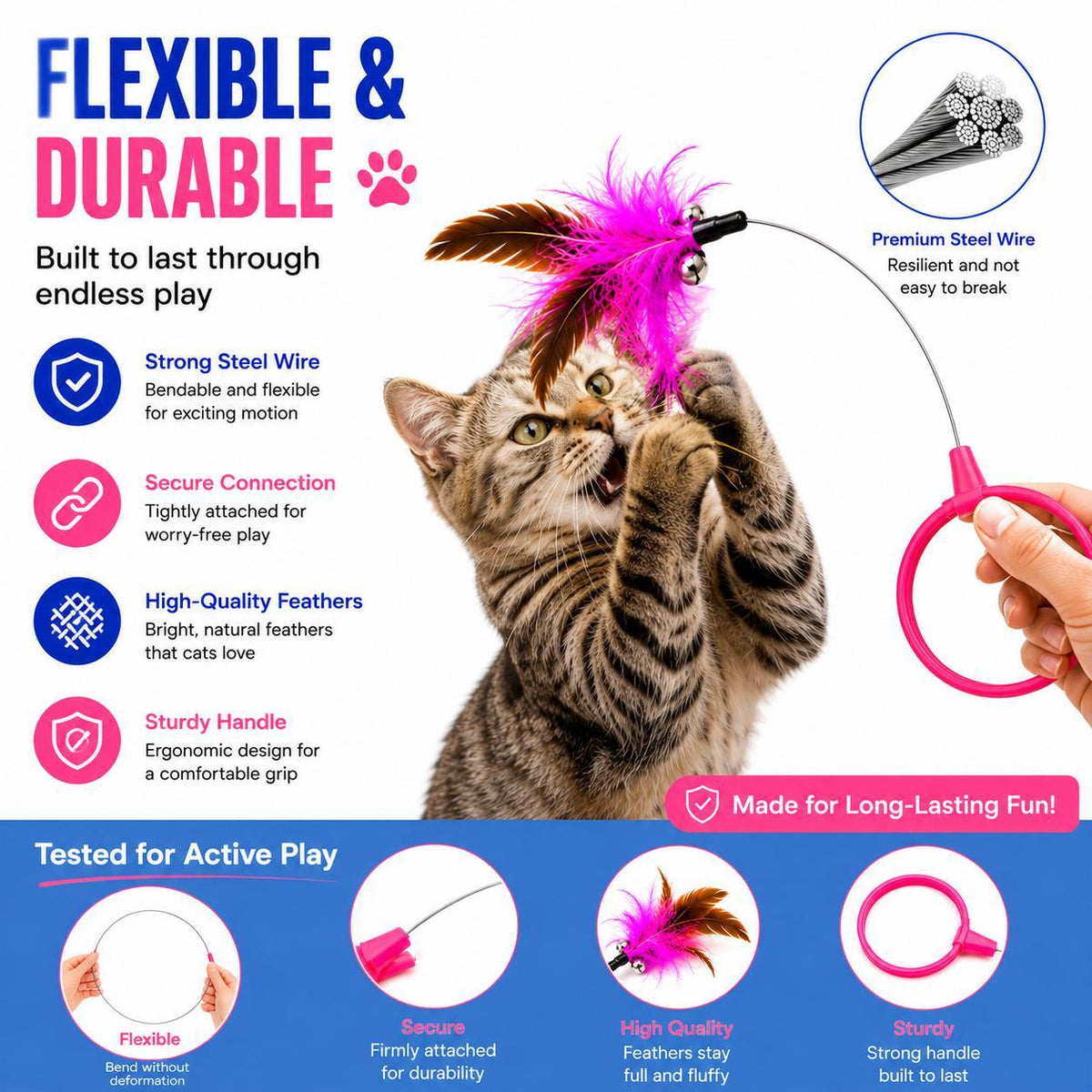 Wearable Feather Teaser Cat Toy (2-Pack)
