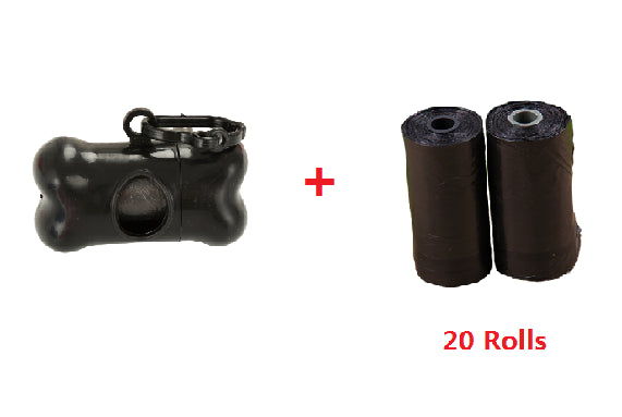 Black Dog Poop Bag Storage Box with 20 Rolls