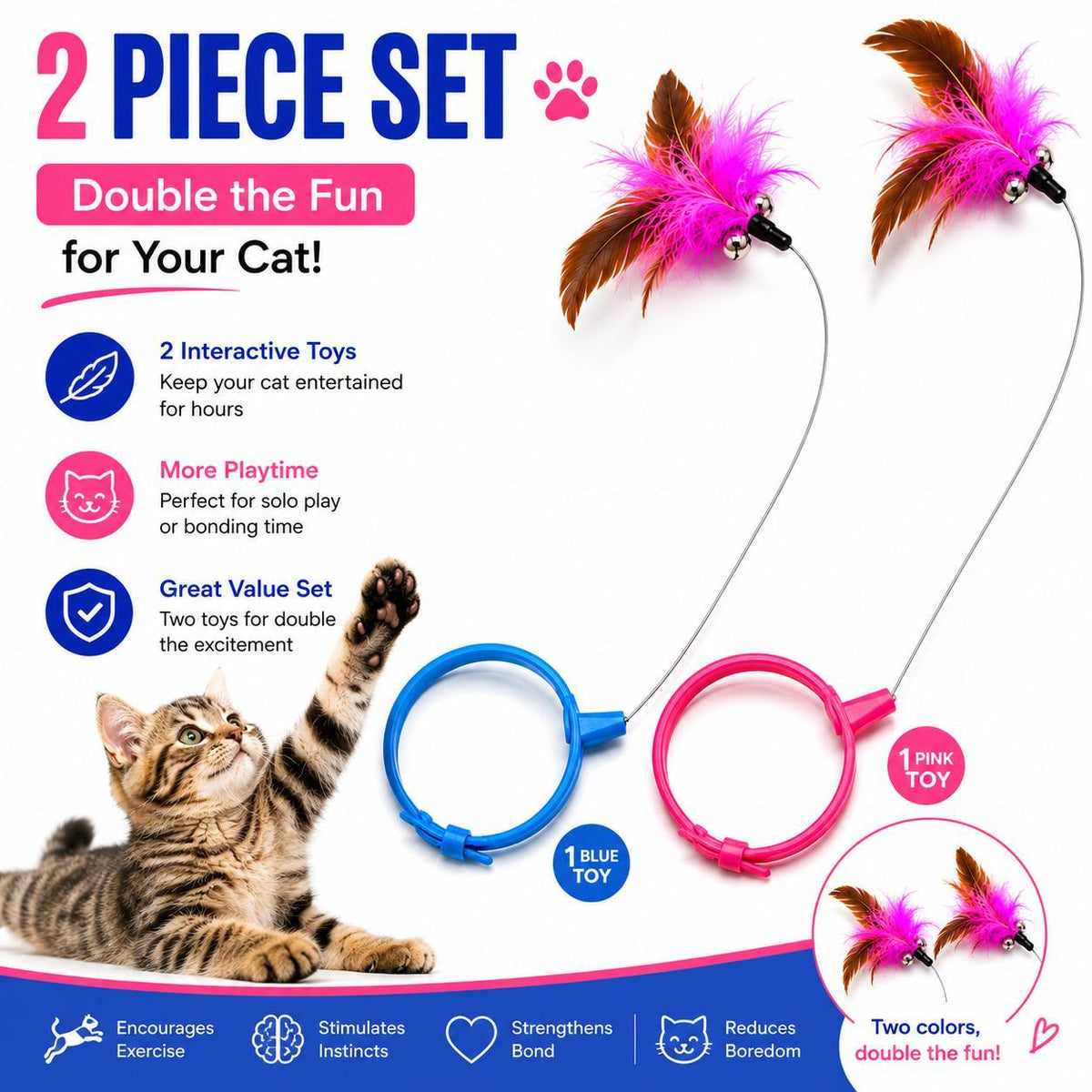 Wearable Feather Teaser Cat Toy (2-Pack)