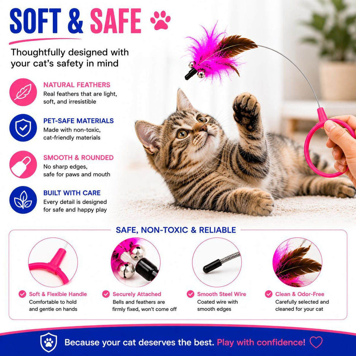Wearable Feather Teaser Cat Toy (2-Pack)