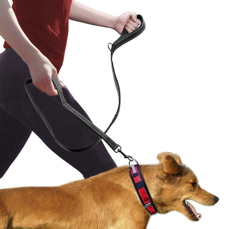 Black Double Handle Pull Leash for Dogs