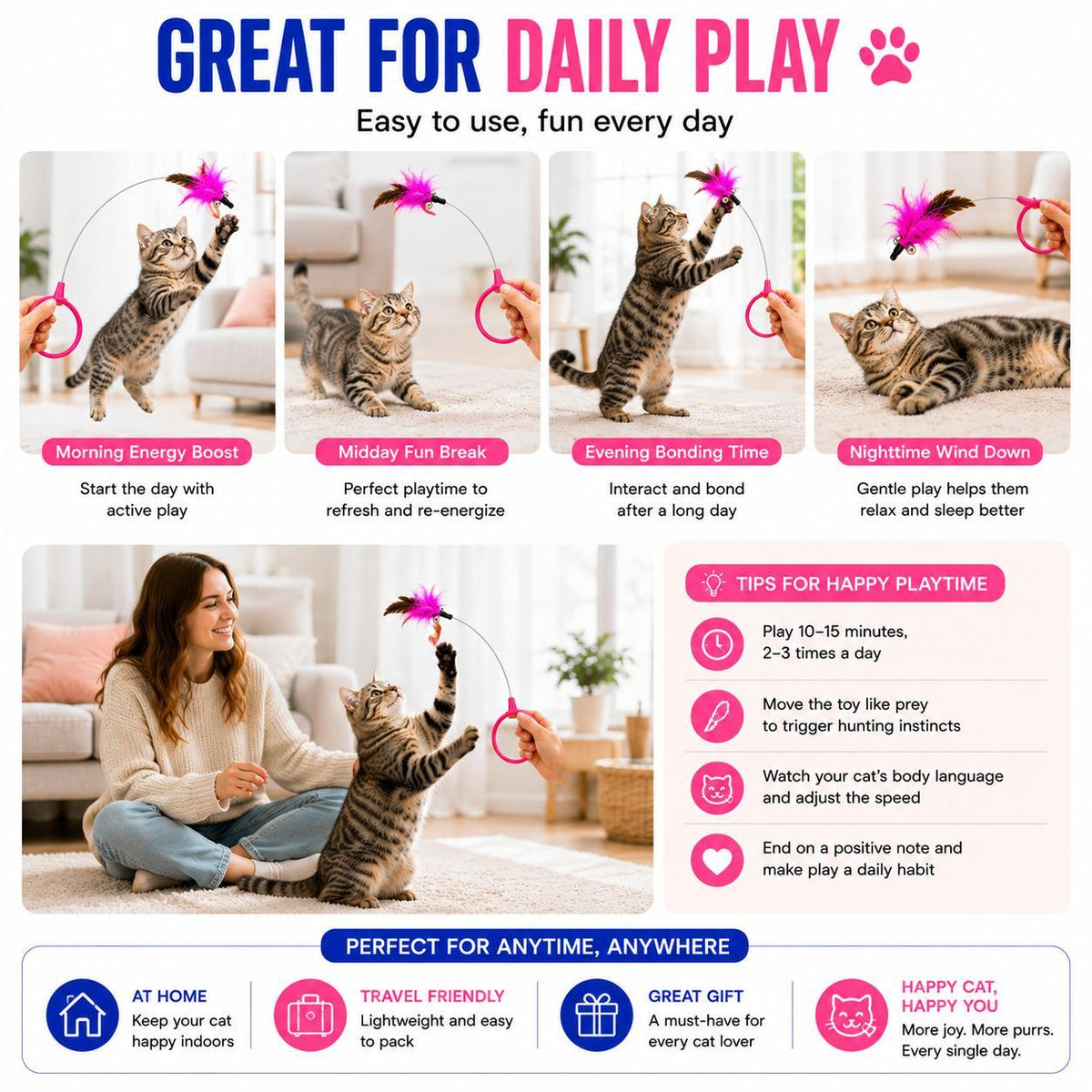 Wearable Feather Teaser Cat Toy (2-Pack)